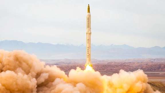 An Iranian ballistic missile launch in December 2021