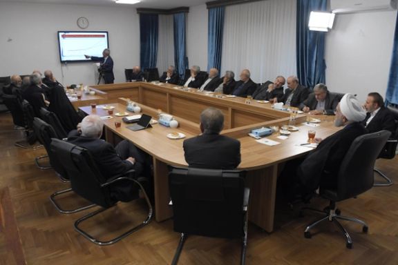 Former Iranian president Hassan Rouhani during a meeting with former ministers and senior officials in Tehran on November 26, 2025