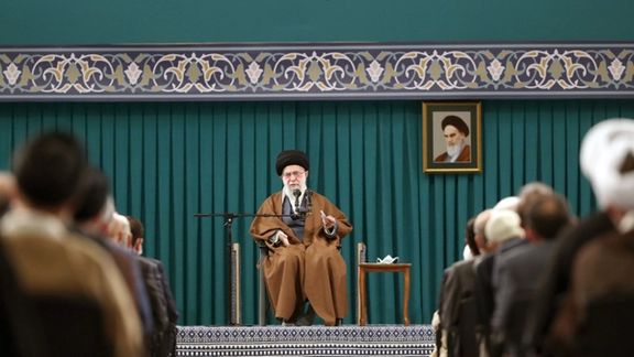 Ali Khamenei speaking to his guests at the Iftar gathering on April 12. 2022