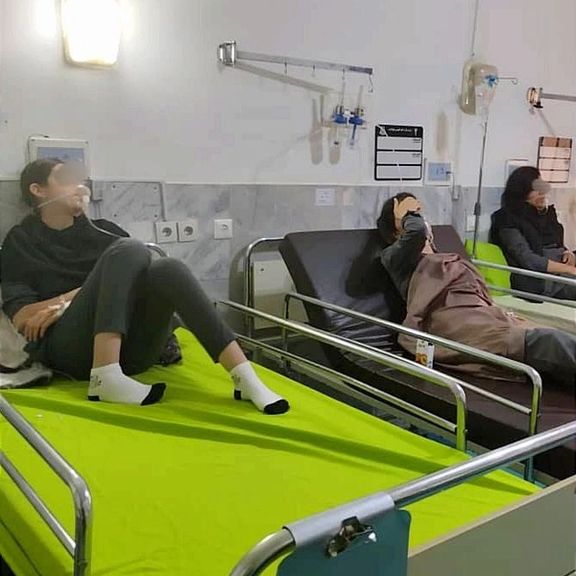 Schoolgirls in a hospital in Iran as they recover from poisoning symptoms. April 8, 2023