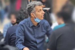 TV football (soccer) commentator and producer Adel Ferdosipour during a protest at Tehran’s Sharif University 