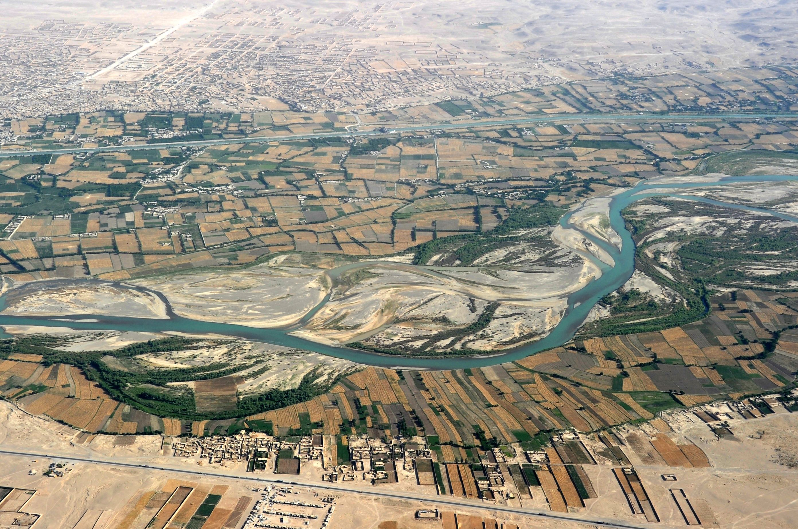 Helmand River with the Boghra Irrigation Canal (Nahr-e Bughra) in Afghanistan’s Helmand Province  (May 2021) 