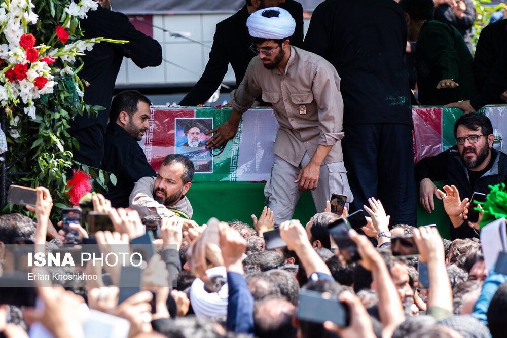 President Ebrahim Raisi's coffin in Tehran during funeral ceremony