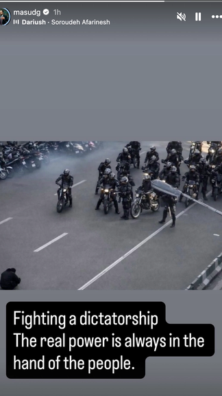 A screengrab from Gharahkhani's Instagram story