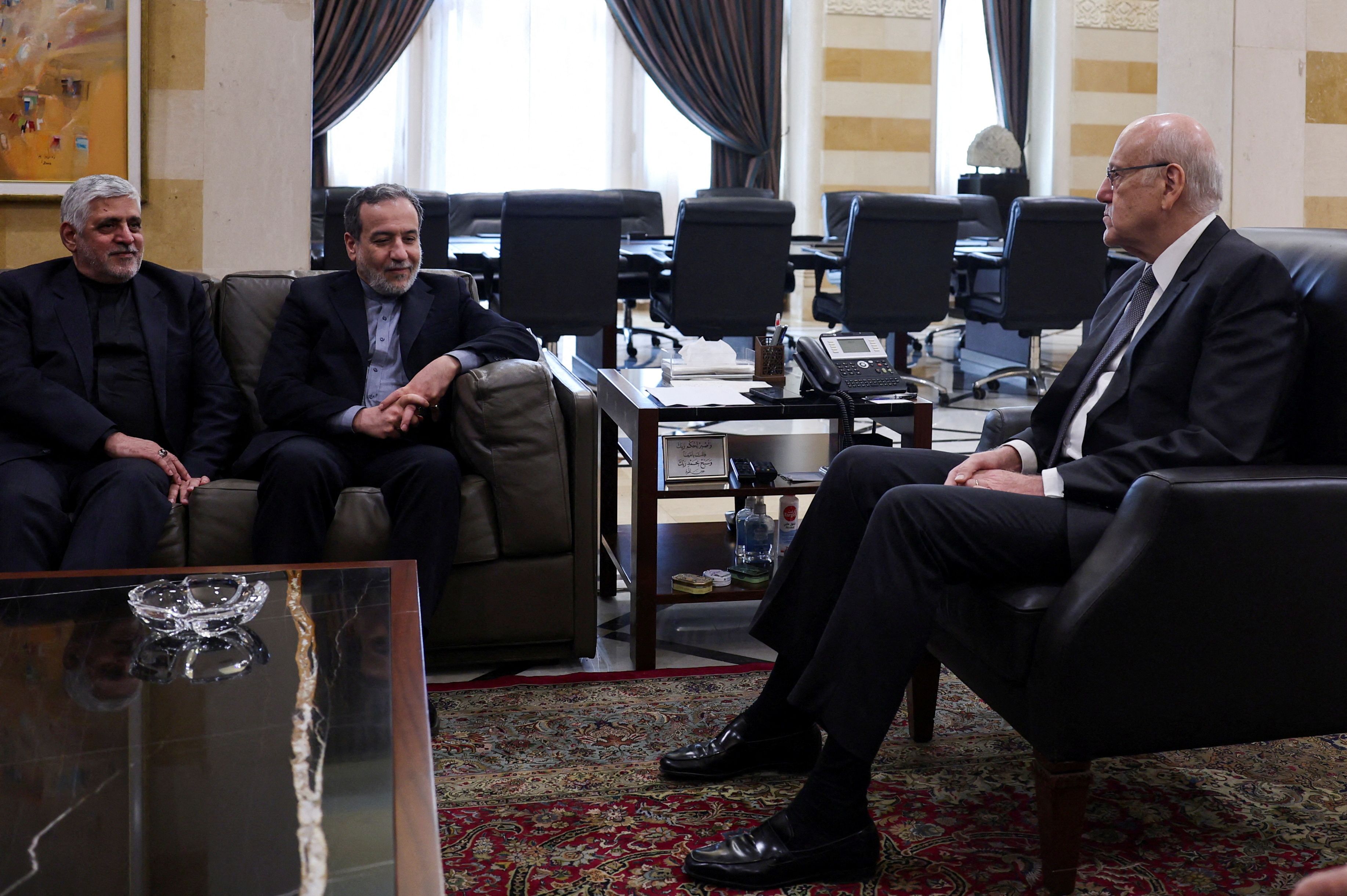 Iranian Foreign Minister Abbas Araghchi meets with Lebanon's caretaker Prime Minister Najib Mikati in Beirut, Lebanon, October 4, 2024.