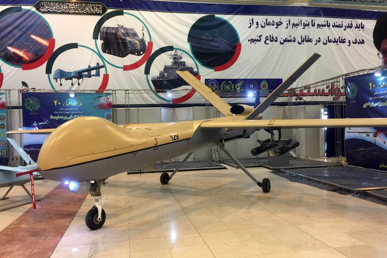 An Iranian Shahed-136 drone used as suicide weapons by Russia against Ukrainian civilian targets