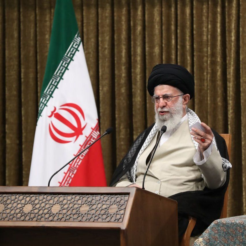 Iran's Supreme Leader Ali Khamenei speaking on October 3, 2021