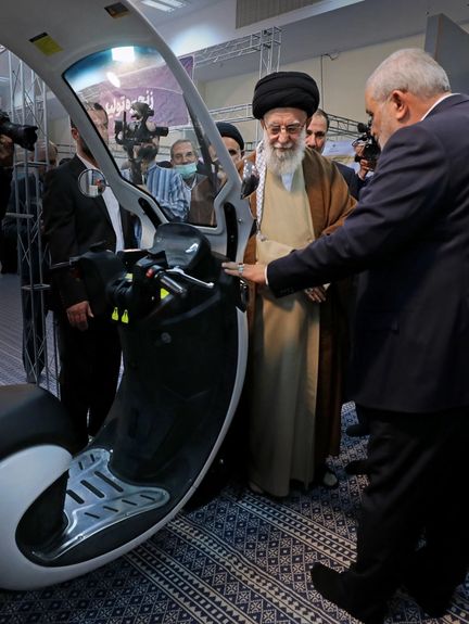 Iran’s Supreme Leader Ali Khamenei during a visit to an exhibition of the country’s domestic production capabilities on January 29, 2024
