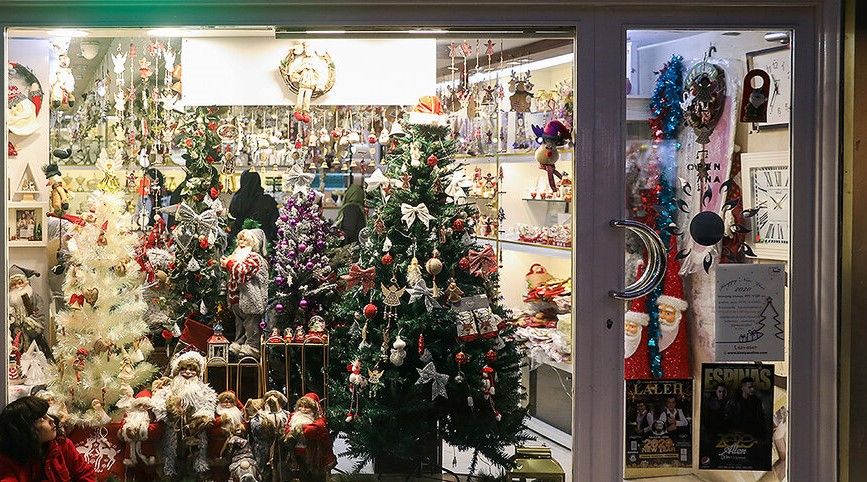A store selling Christmas decorations in Tajrish, Tehran.