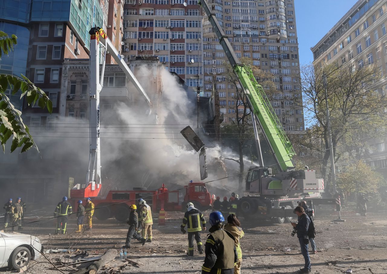 Damage in Kyiv from what Ukraine said was an Iranian drone, on October 17, 2022