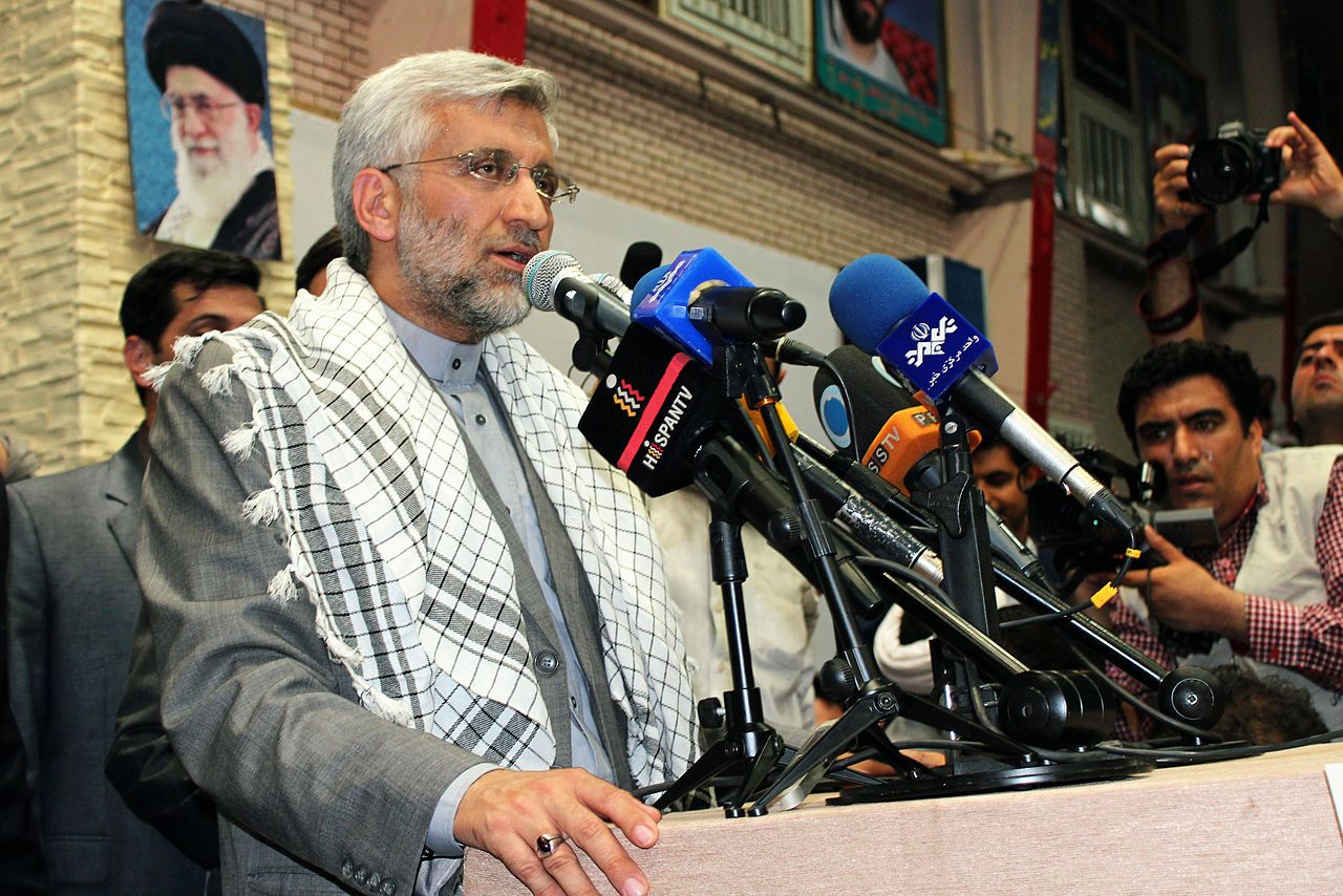 Saeed Jalili speaking to media