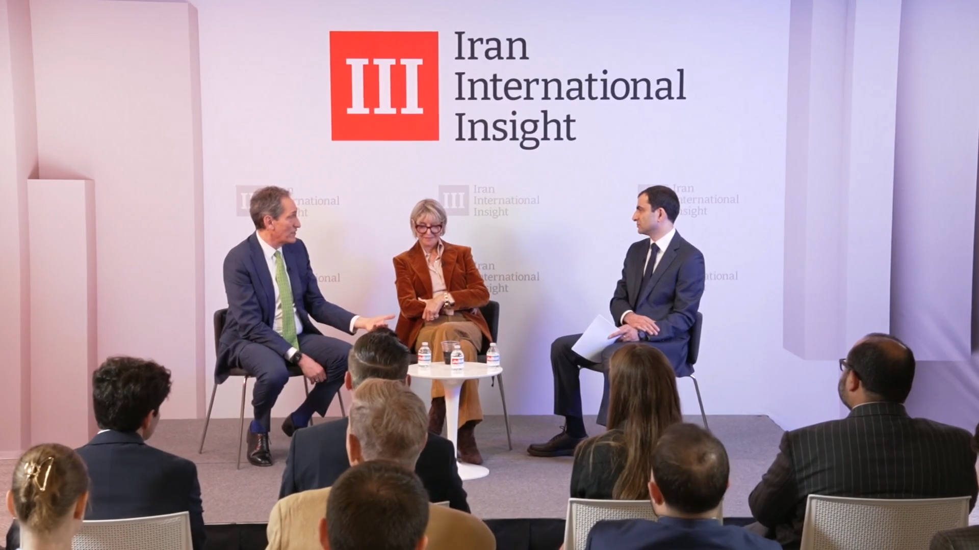 Jon Alterman (left), Danielle Pletka (center) and Bozorgmehr Sharafedin at Iran International's townhall held in Washington DC on May 14, 2026