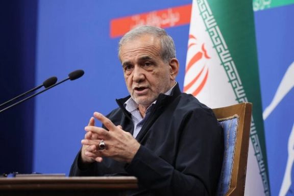 Iran's President Masoud Pezeshkian attends a press conference in Tehran, Iran, September 16, 2024