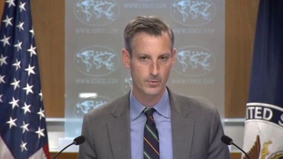 US State Department spokesperson Ned Price briefing reporters on February 15, 2023
