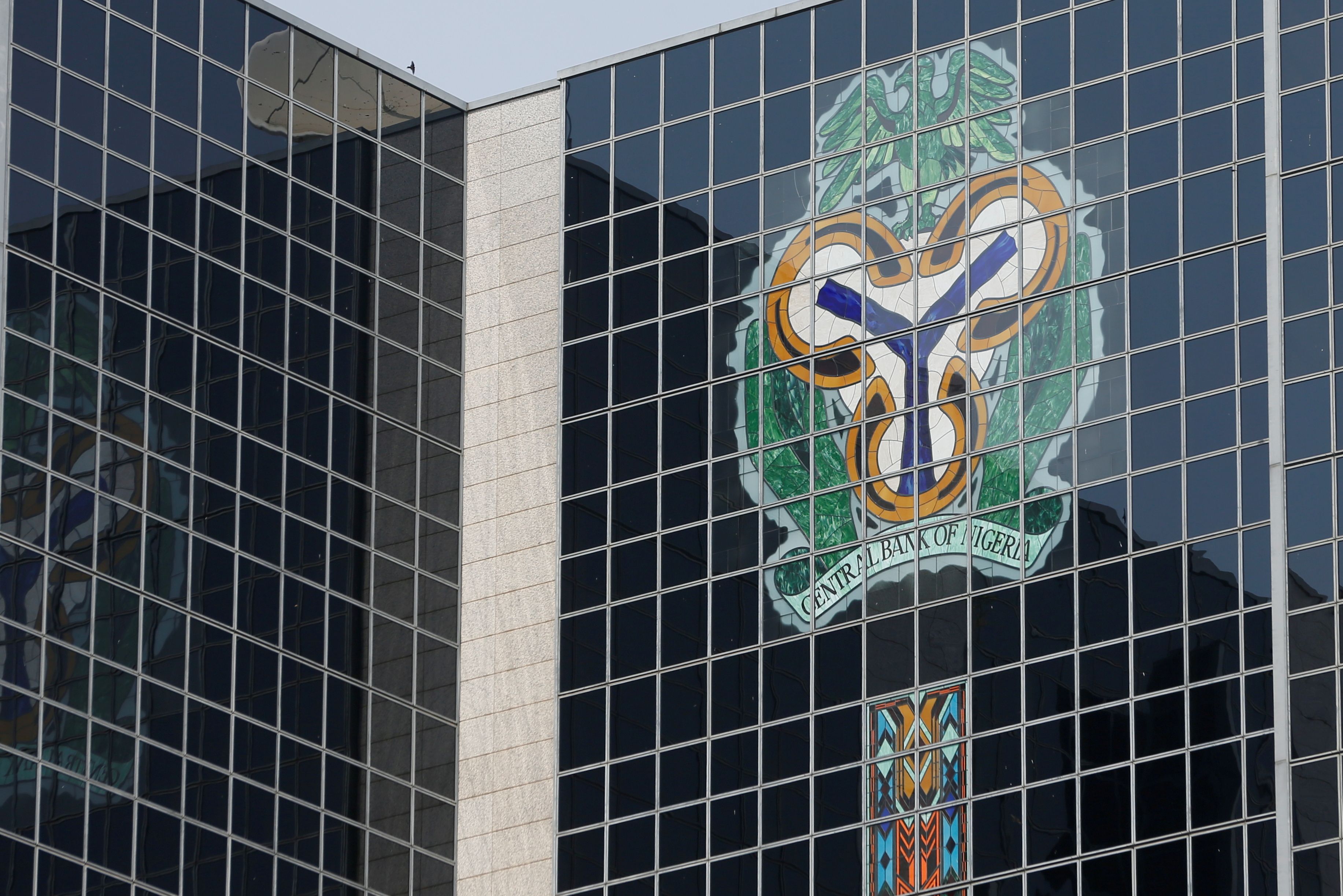 The Central Bank of Nigeria's logo is seen on its headquarters building in Abuja, Nigeria, January 22, 2018. 