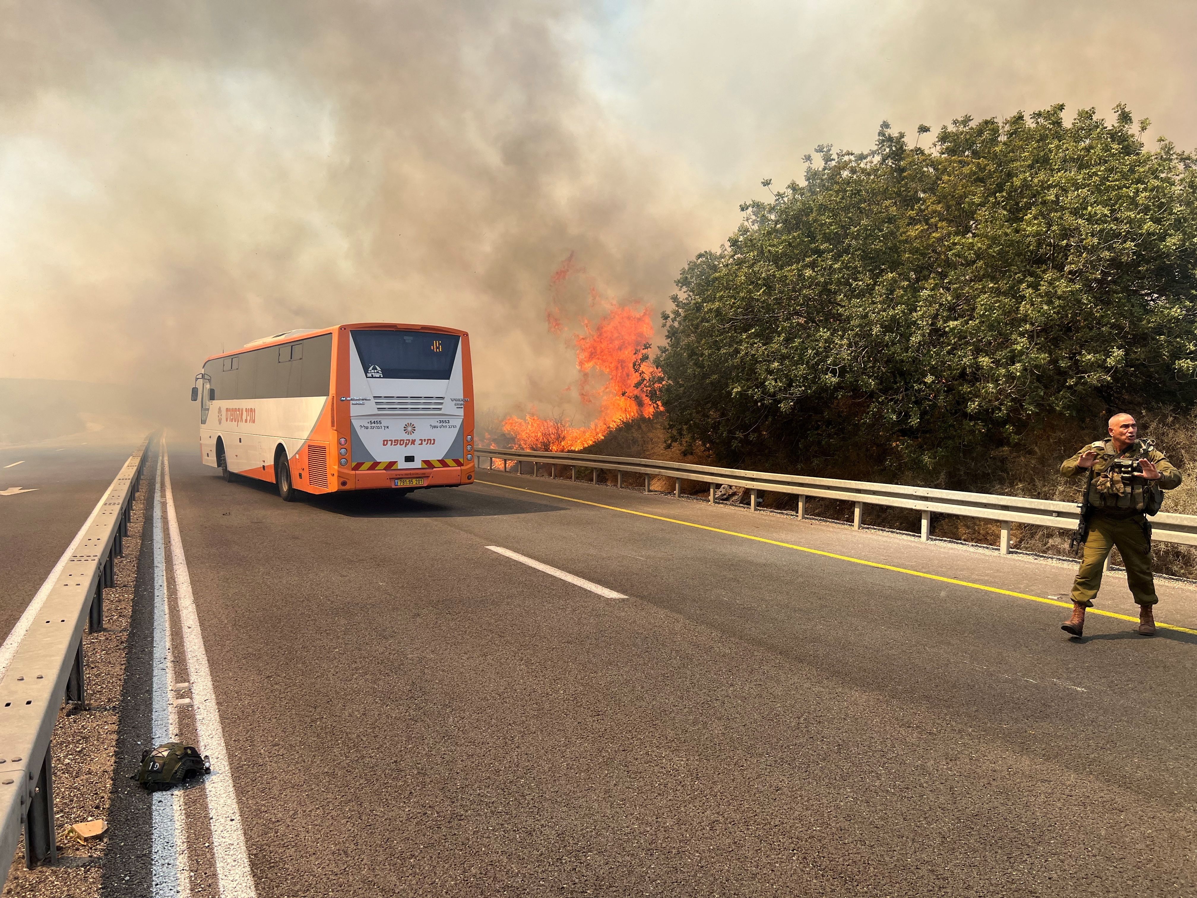 آتش‌سوزی در شمال اسرائیل در پی حمله حزب‌الله لبنان، ۲۲ شهریور