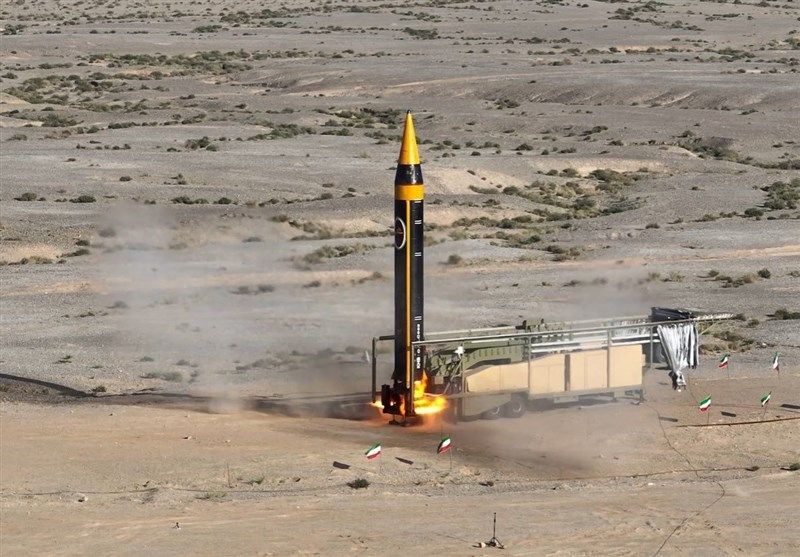 A new surface-to-surface 4th generation Khorramshahr ballistic missile called Khaibar with a range of 2,000 km is launched at an undisclosed location in Iran, in this picture obtained on May 25, 2023.