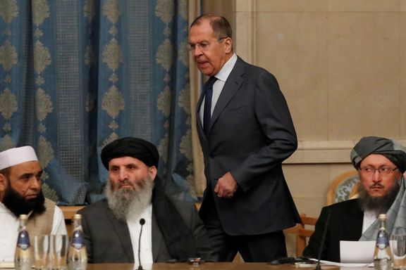 Russian Foreign Minister Sergey Lavrov in the Afghan meeting. October 20, 2021