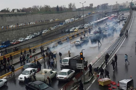 A scene of protests against gasoline price hikes in Tehran in 2019