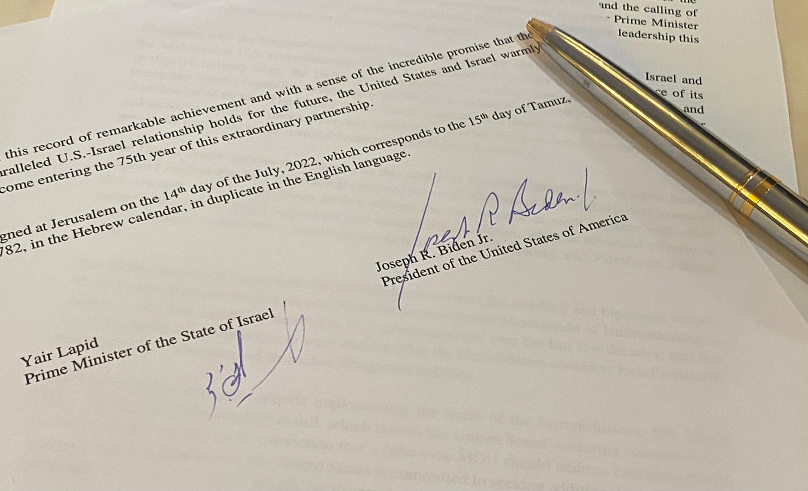 Signatures on the Jerusalem Declaration. July 14, 2022