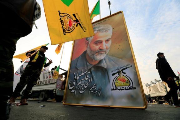 IRGC general Qasem Soleimani's portrait displayed by pro-Iran groups in Iraq.