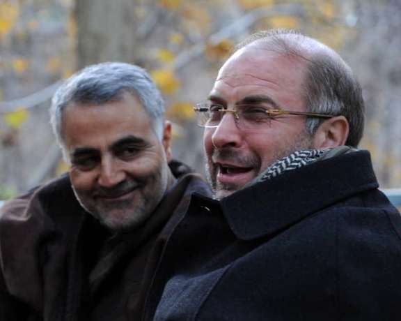 Undated photo showing Ghalibaf (R) with IRGC commander Qassem Soleimani