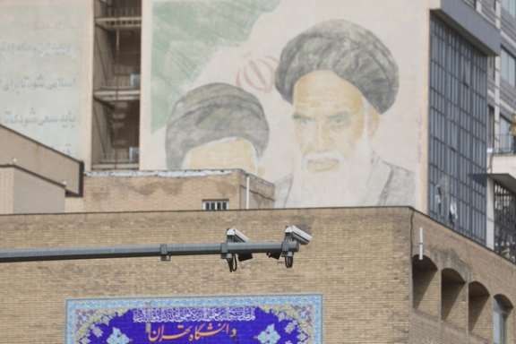 A CCTV camera in a street in Tehran (April 2023)