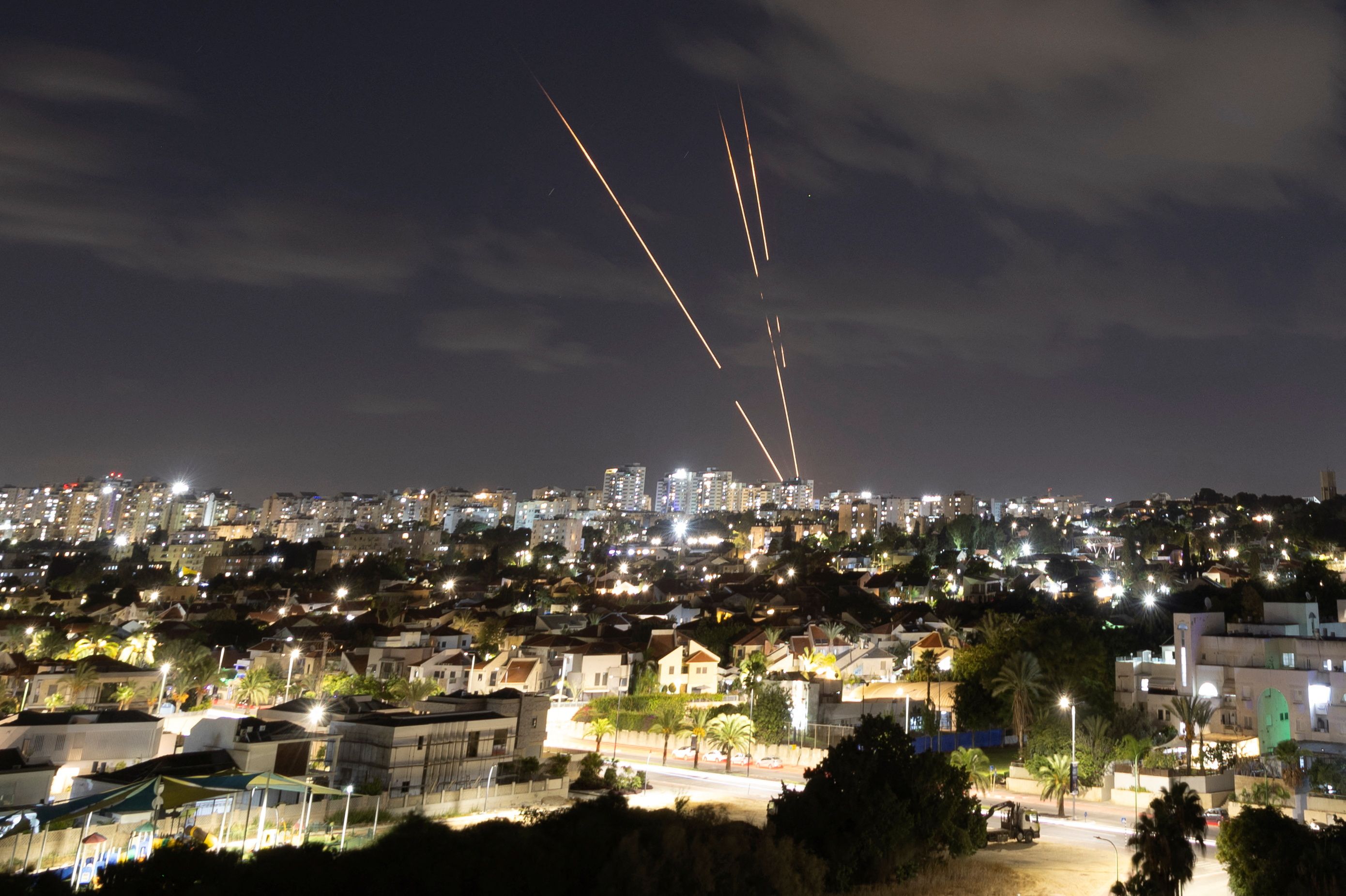 Israel's Iron Dome anti-missile system intercepts rockets, as seen from Ashkelon, Israel, October 1, 2024