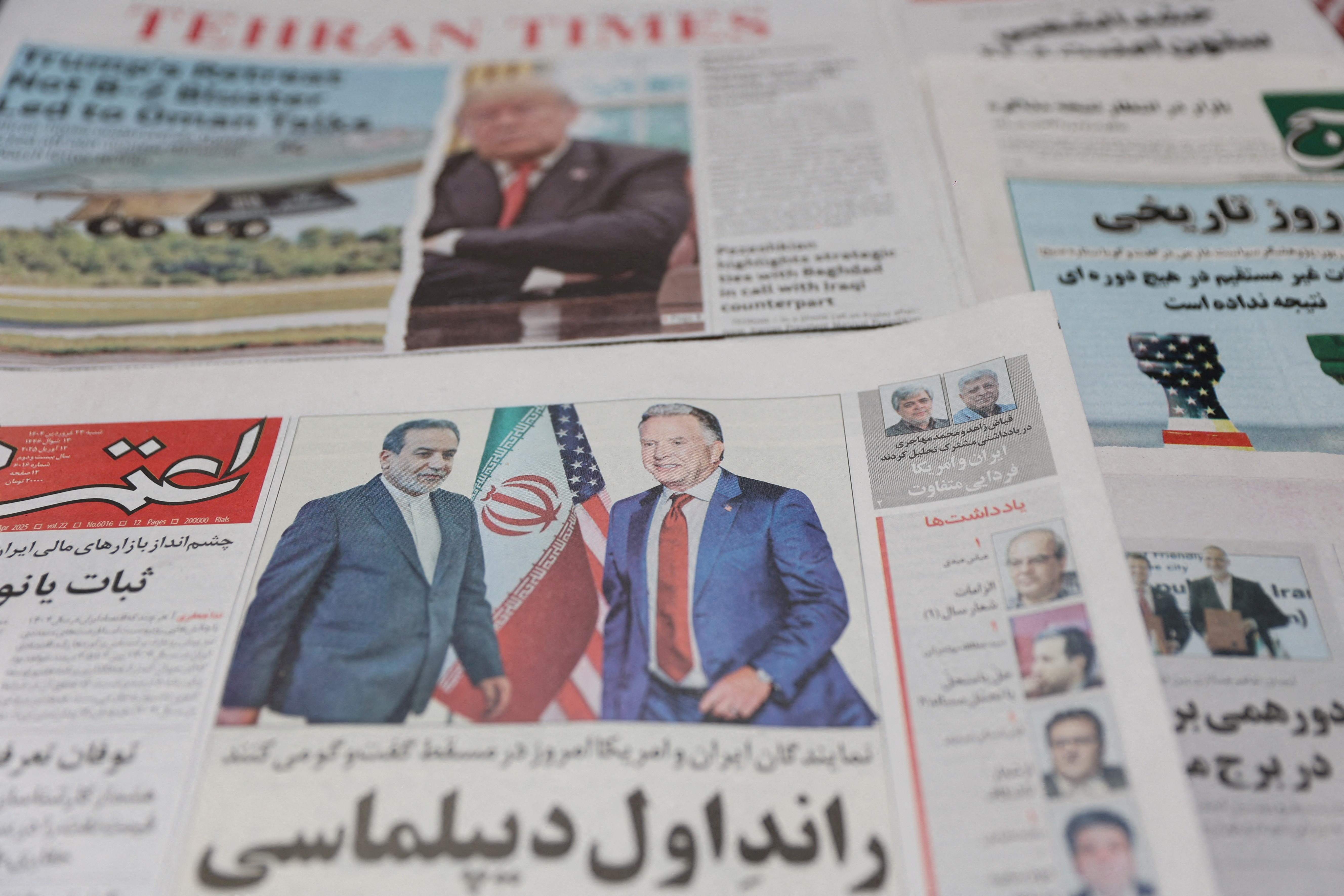 Iranian Foreign Minister Abbas Araghchi and US Middle East envoy Steve Witkoff on the frontpage of an Iranian newspaper (April 2025) 