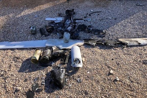 The remains of the wreckage of a drone that was shot down are seen at Ain al-Asad air base in Anbar province, Iraq January 4, 2022.