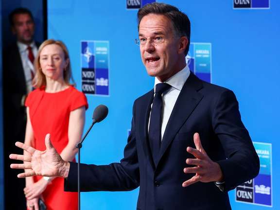 NATO Secretary General Mark Rutte speaks during a doorstep at the NATO leaders' summit in Ankara, Turkey, on July 8, 2026.