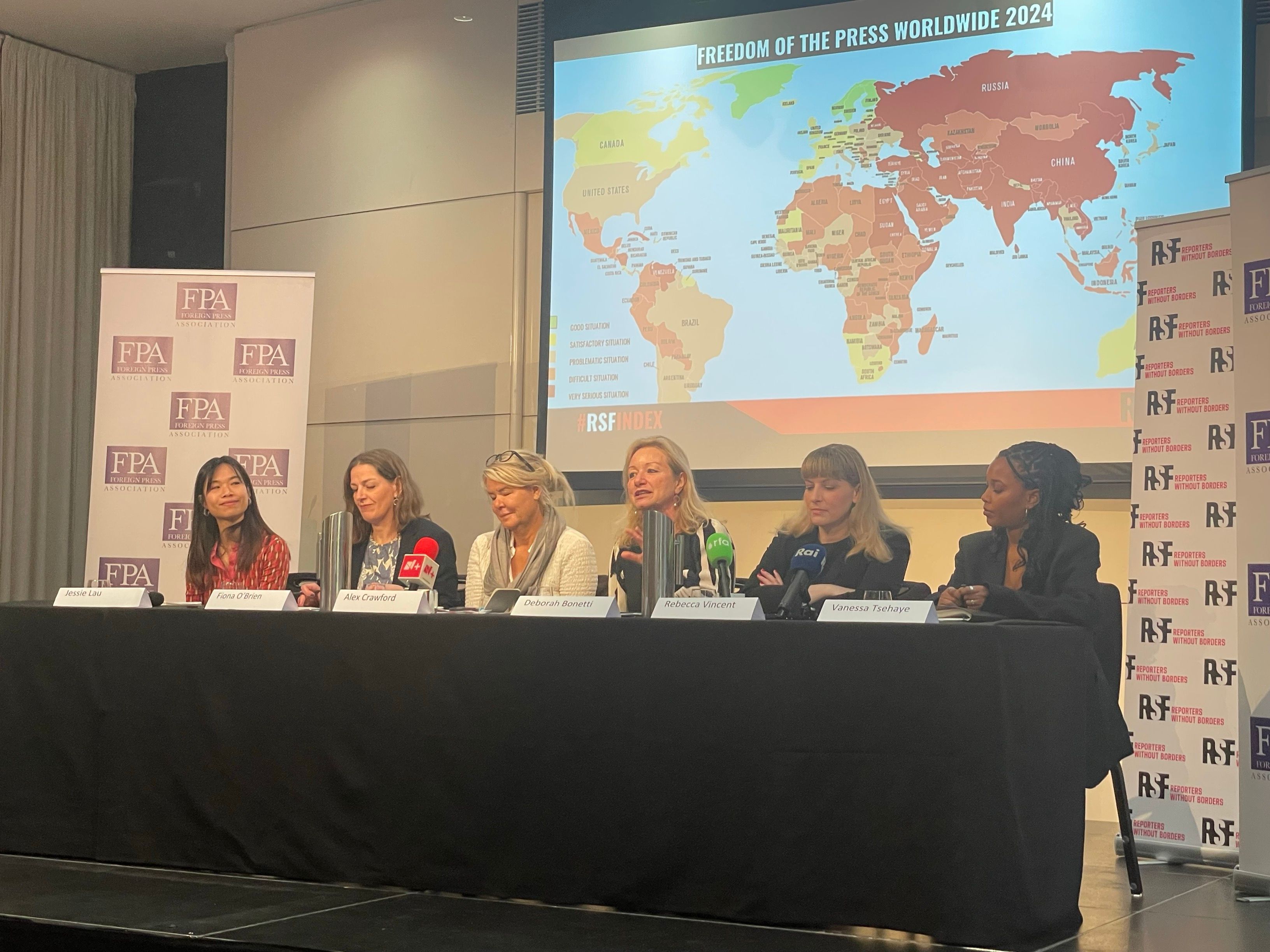 A panel of RSF’s Freedom of the Press Worldwide, May 3, 2024