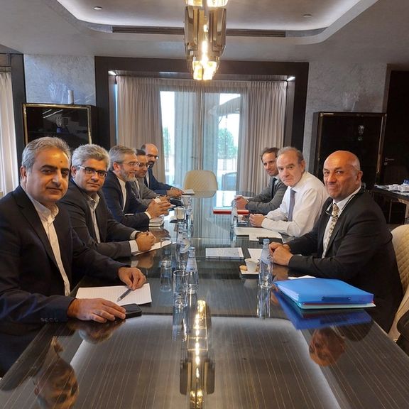 Delegations led by European Union foreign policy official Enrique Mora and Iran’s chief nuclear negotiator Ali Bagheri-Kani during a meeting in Qatar on June 21, 2023