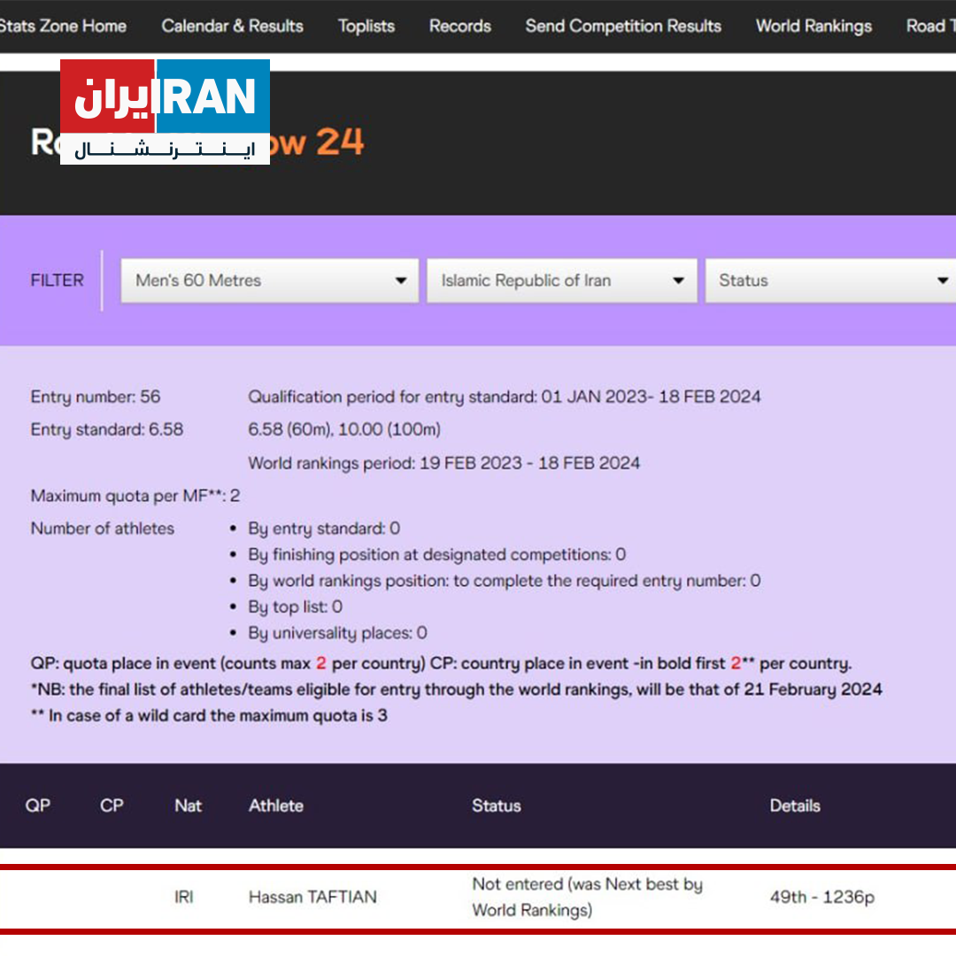 a screenshot of a website that says iran on it