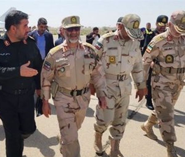 Senior Iranian military officials visiting Sistan-Baluchestan province on May 28, 2023  