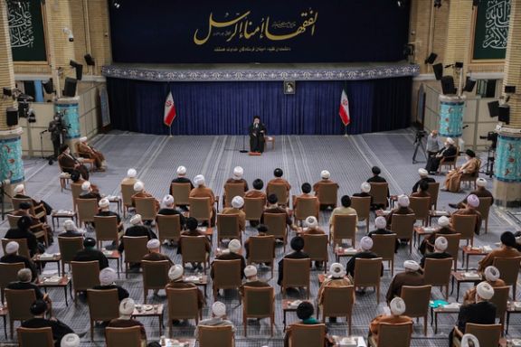 Iran’s Supreme Leader Ali Khamenei during a meeting with members of the Assembly of Experts (AoE), the constitutional body that would select Ali Khamenei’s successor, in Tehran on February 23, 2023