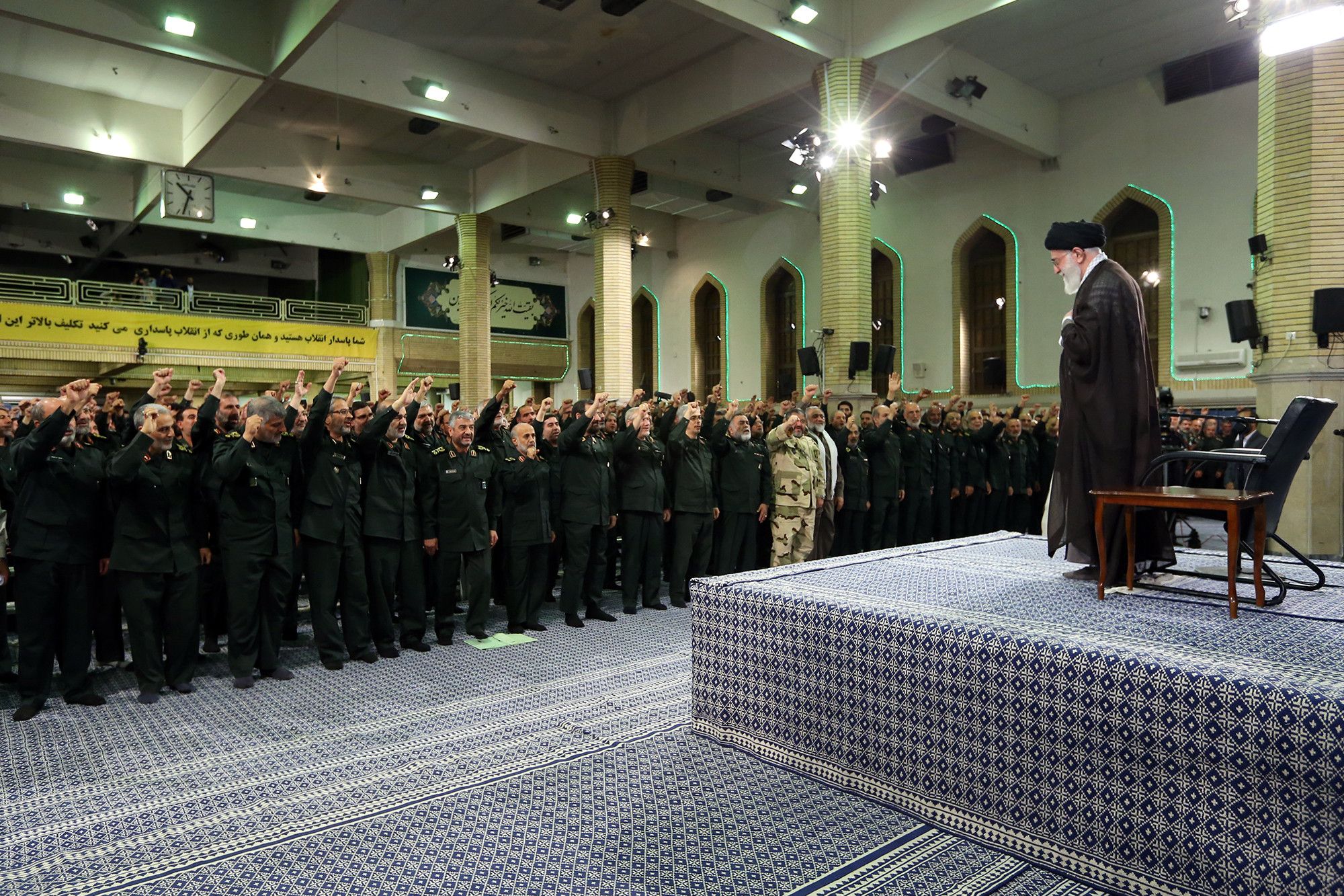 Iran’s Supreme Leader Ali Khamenei during a meeting with Revolutionary Guards commanders in Tehran  