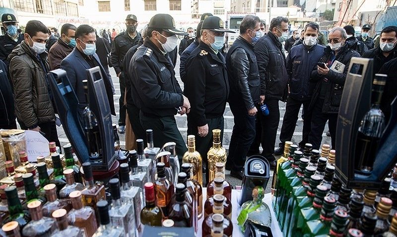 Confiscated bootleg alcohol by Iranian authorities. (File photo)