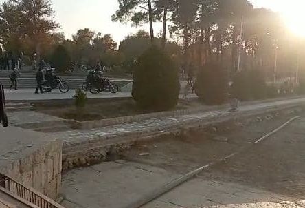 Citizen photo showing special anti-riot force on motorbikes in Esfahan streets. Nov. 25, 2021