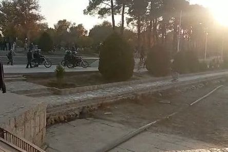Citizen photo showing special anti-riot force on motorbikes in Esfahan streets. Nov. 25, 2021