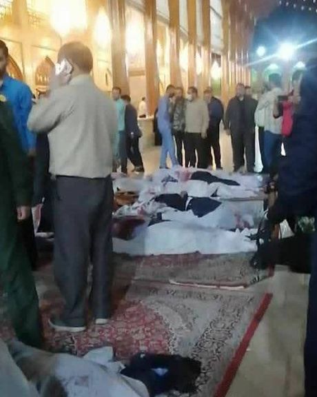 A photo published on social media reportedly shows bodies in Shahcheradh shrine