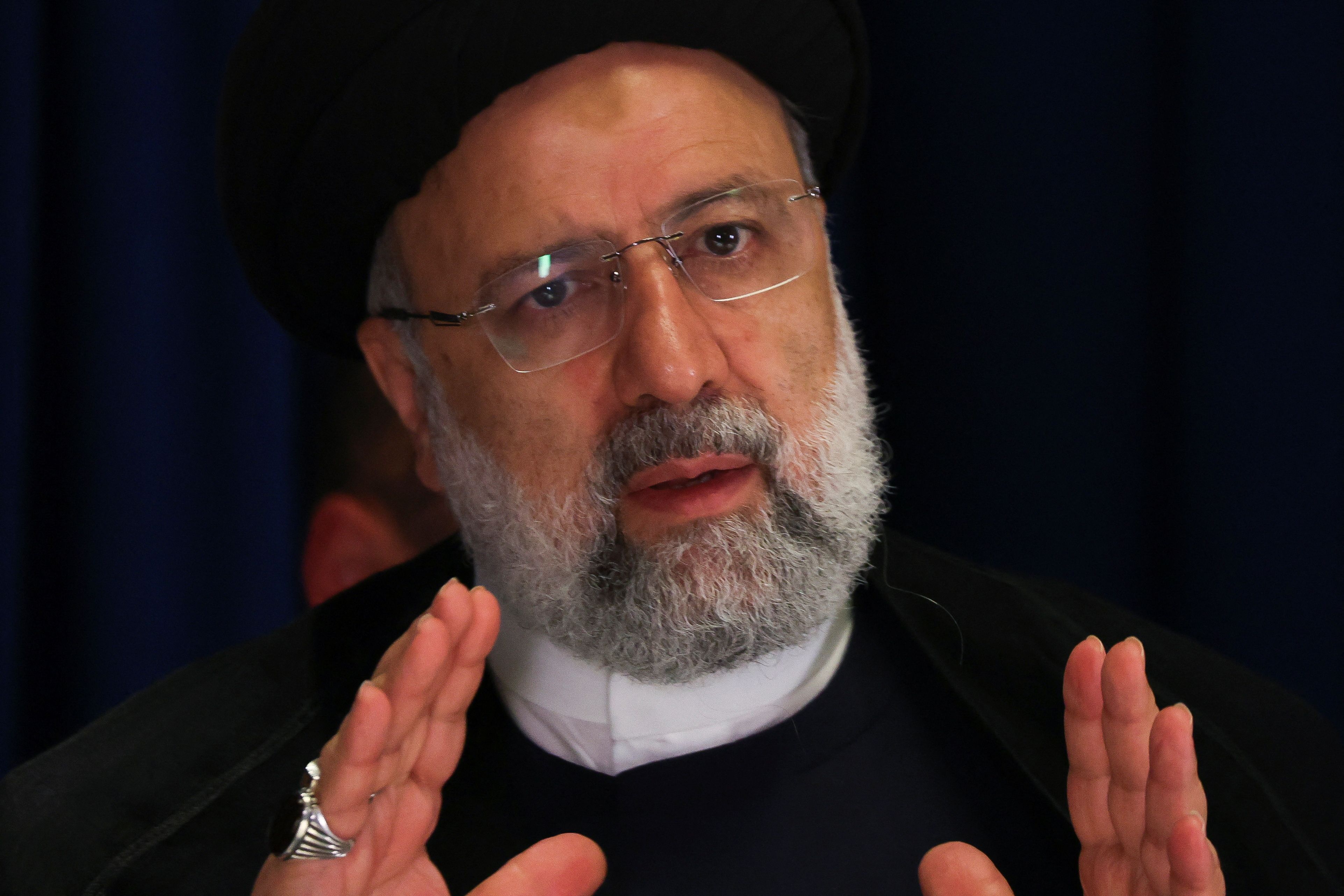 Iranian President Ebrahim Raisi speaks during a press conference concluding his appearance at the United Nations General Assembly, in New York City, September 20, 2023. 