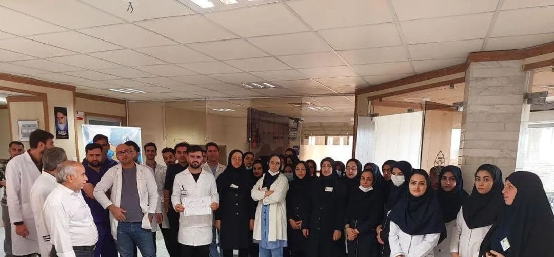 Nurses in Meybod, Yazd Province, staged a protest on November 17, 2024, demanding payment of their arrears.