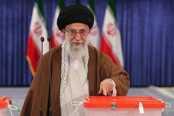 Iran’s Supreme Leader Ali Khamenei casting his vote during an election