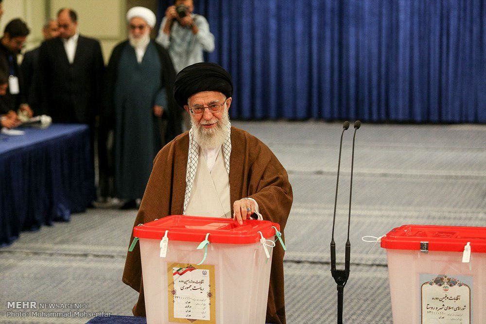 Iran's Supreme Leader Ali Khamenei casting a ballot in elections
