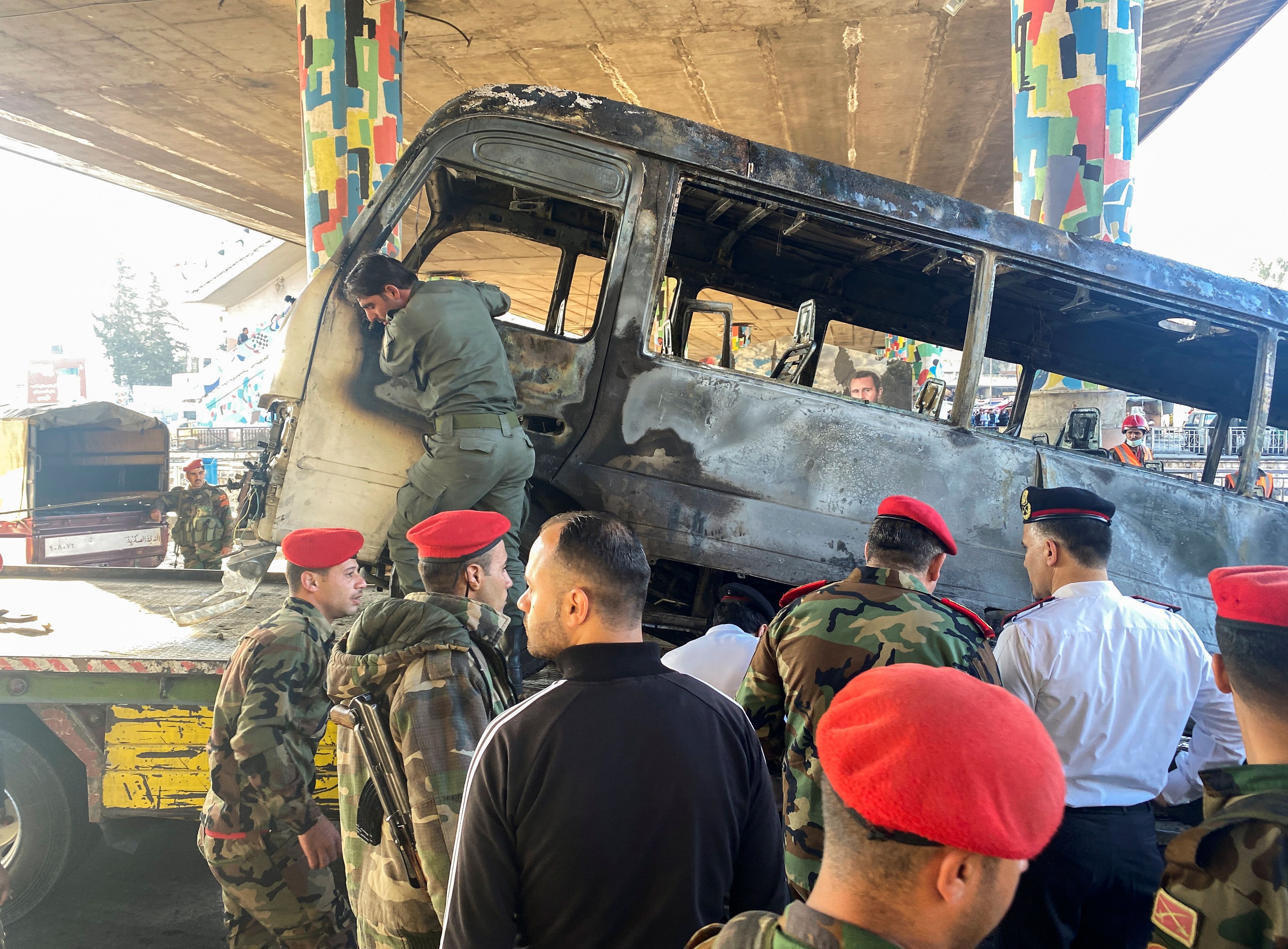 Bomb Hits Syrian Army Bus In Damascus Killing At Least 14