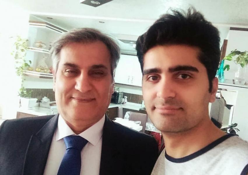Political prisoner Manouchehr Bakhtiari with his son Pouya who was killed by a sniper during the 2019 protests in Iran