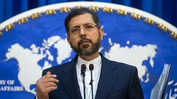 Foreign ministry spokesman Saeed Khatibzadeh during his press conference on Monday