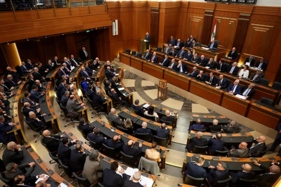 Lebanese lawmakers sit at the parliament on the day they vote to elect a president, in Beirut, Lebanon, January 9, 2025.
