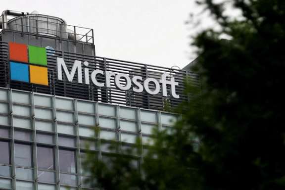 Logo of Microsoft on its office building in Beijing, China, May 25, 2023